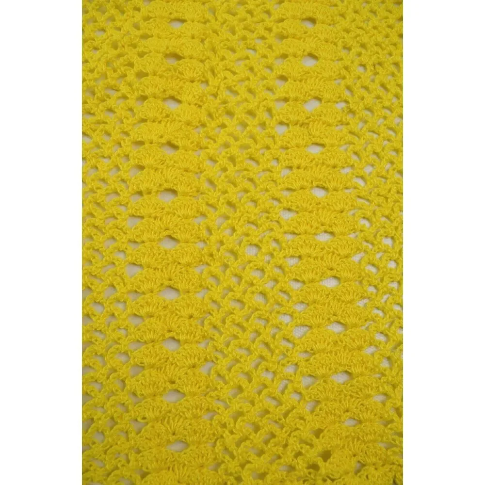 Vintage Ladies Hand Crocheted Yellow‎  1/2 Apron & Dish Cloth